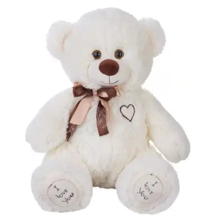 Белый плюшевый мишка с бантом