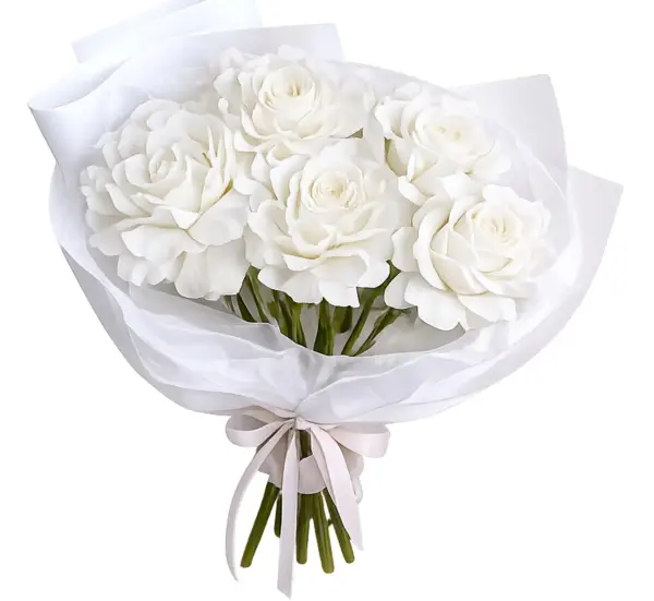 Букет из 5 французских белых роз